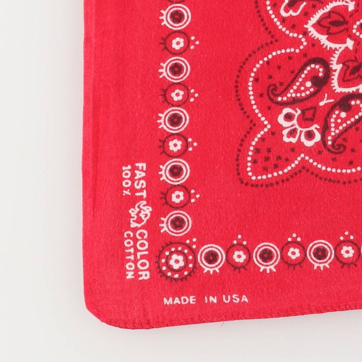 Vintage 1960'S Elephant Brand Paisley Pattern Trunk-Up Single Ear Bandana, Made in USA cotton red type Vintage Second Hand