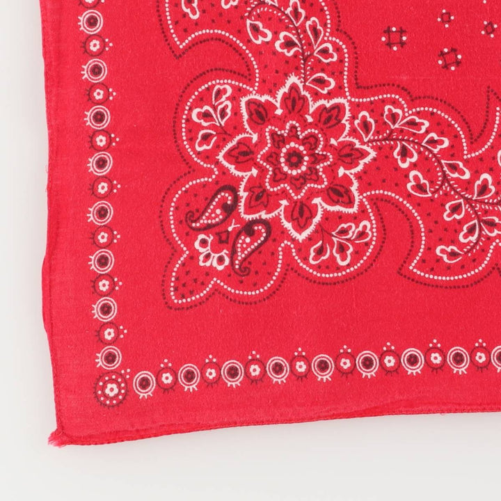 Vintage 1960'S Elephant Brand Paisley Pattern Trunk-Up Single Ear Bandana, Made in USA cotton red type Vintage Second Hand