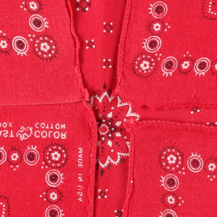 Vintage 1960'S Elephant Brand Paisley Pattern Trunk-Up Single Ear Bandana, Made in USA cotton red type Vintage Second Hand