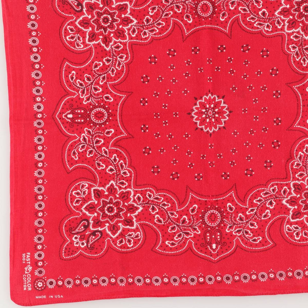 Vintage 1960'S Elephant Brand Paisley Pattern Trunk-Up Single Ear Bandana, Made in USA cotton red type Vintage Second Hand
