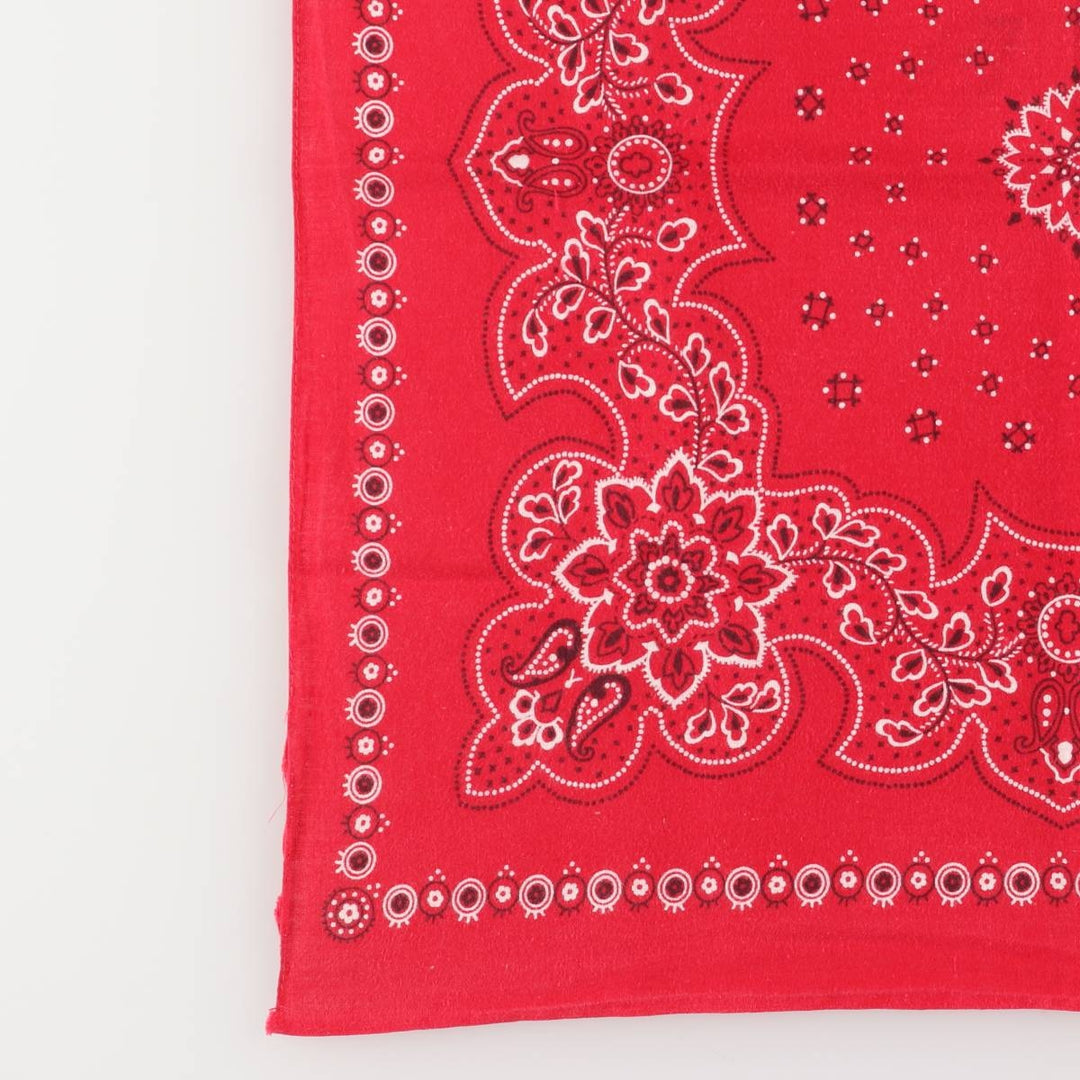 Vintage 1960'S Elephant Brand Paisley Pattern Trunk-Up Single Ear Bandana, Made in USA cotton red type Vintage Second Hand