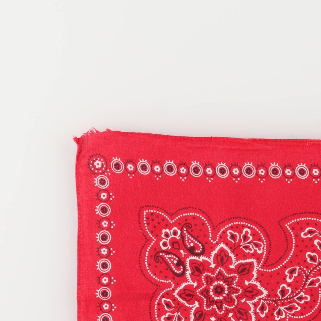Vintage 1960'S Elephant Brand Paisley Pattern Trunk-Up Single Ear Bandana, Made in USA cotton red type Vintage Second Hand