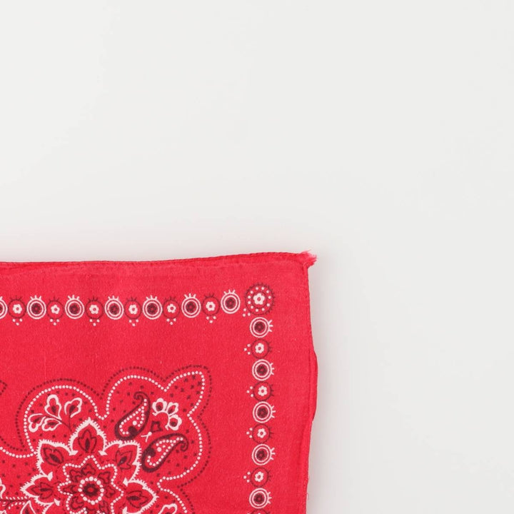 Vintage 1960'S Elephant Brand Paisley Pattern Trunk-Up Single Ear Bandana, Made in USA cotton red type Vintage Second Hand