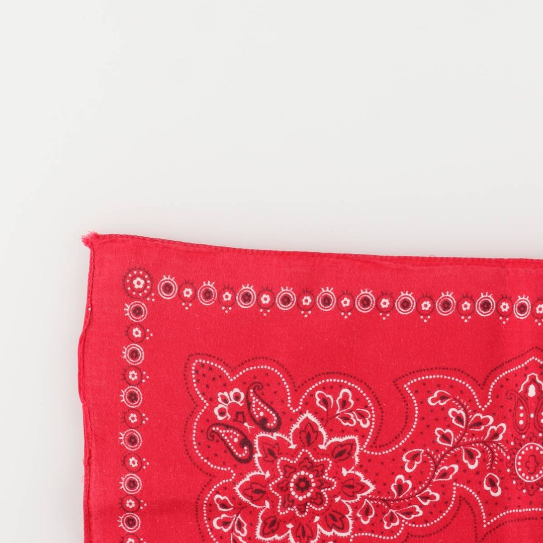 Vintage 1960'S Elephant Brand Paisley Pattern Trunk-Up Single Ear Bandana, Made in USA cotton red type Vintage Second Hand