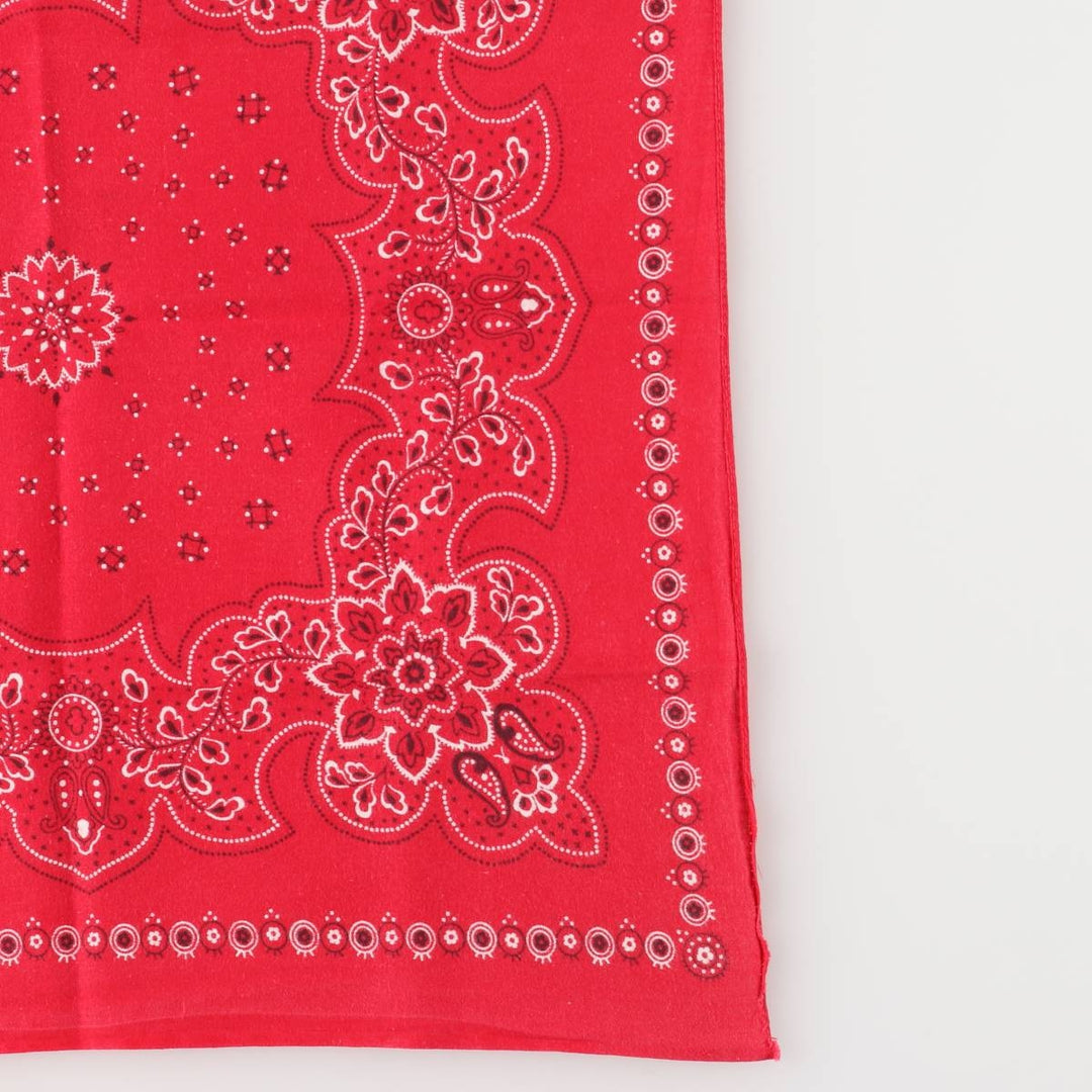 Vintage 1960'S Elephant Brand Paisley Pattern Trunk-Up Single Ear Bandana, Made in USA cotton red type Vintage Second Hand