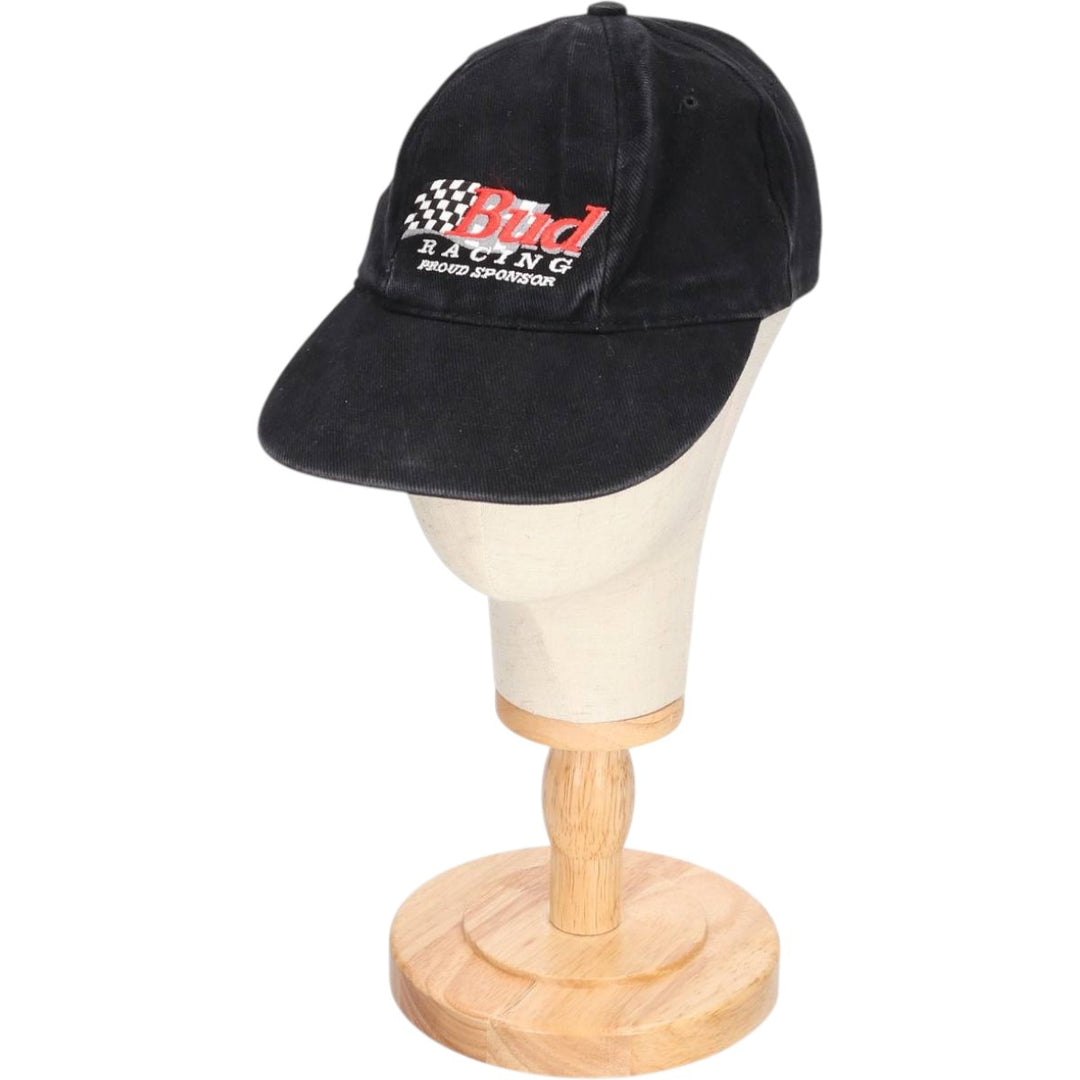 Vintage 90'S Budweiser Advertising Racing Cap, One Size Fits All cotton black type Vintage Second Hand