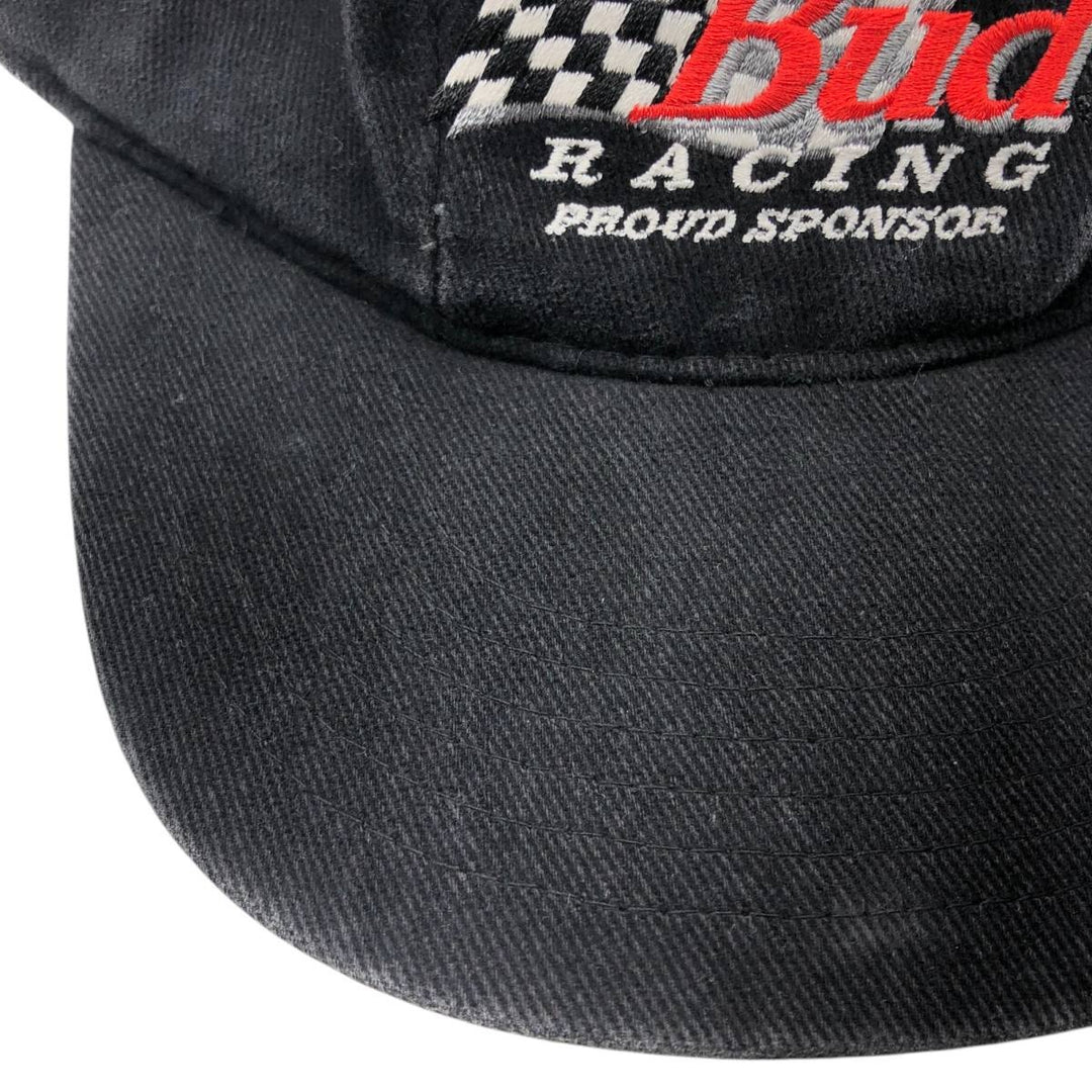 Vintage 90'S Budweiser Advertising Racing Cap, One Size Fits All cotton black type Vintage Second Hand