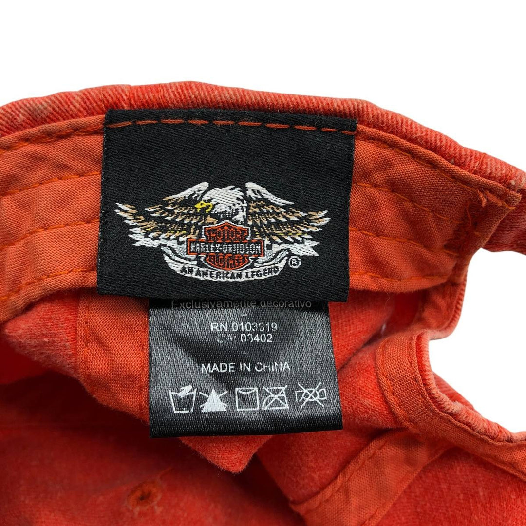 Harley-Davidson 6-Panel Baseball Cap, One Size Fits Most cotton orange type Vintage Second Hand