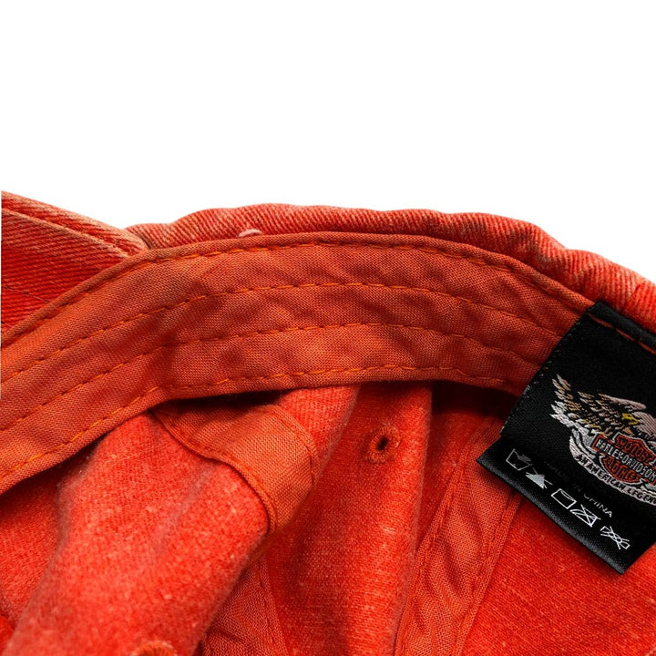 Harley-Davidson 6-Panel Baseball Cap, One Size Fits Most cotton orange type Vintage Second Hand