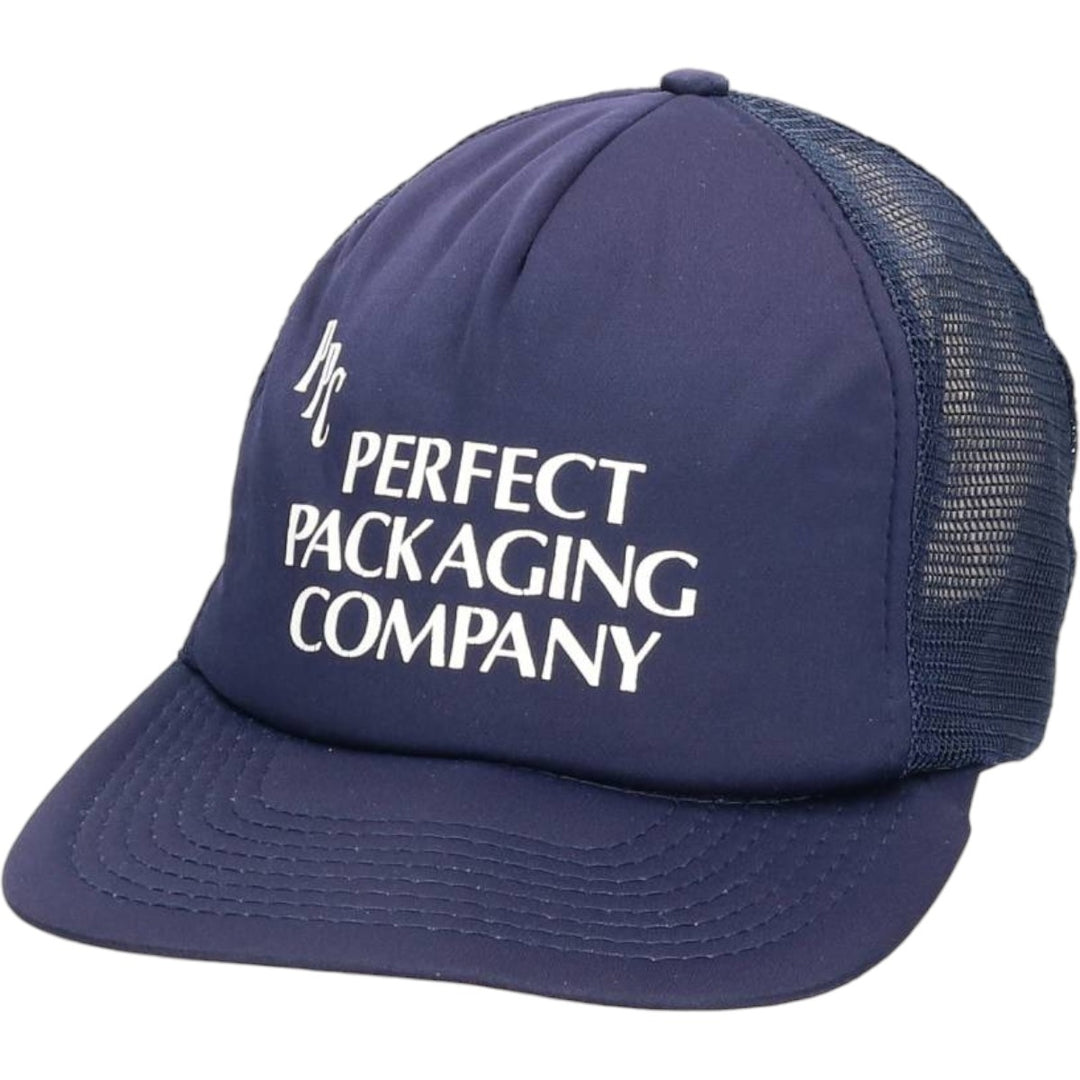 Vintage 80s-90'S Speedway Perfect Packaging Company Trucker Cap, Mesh Cap, One Size Fits All unclear navy blue type Vintage Second Hand