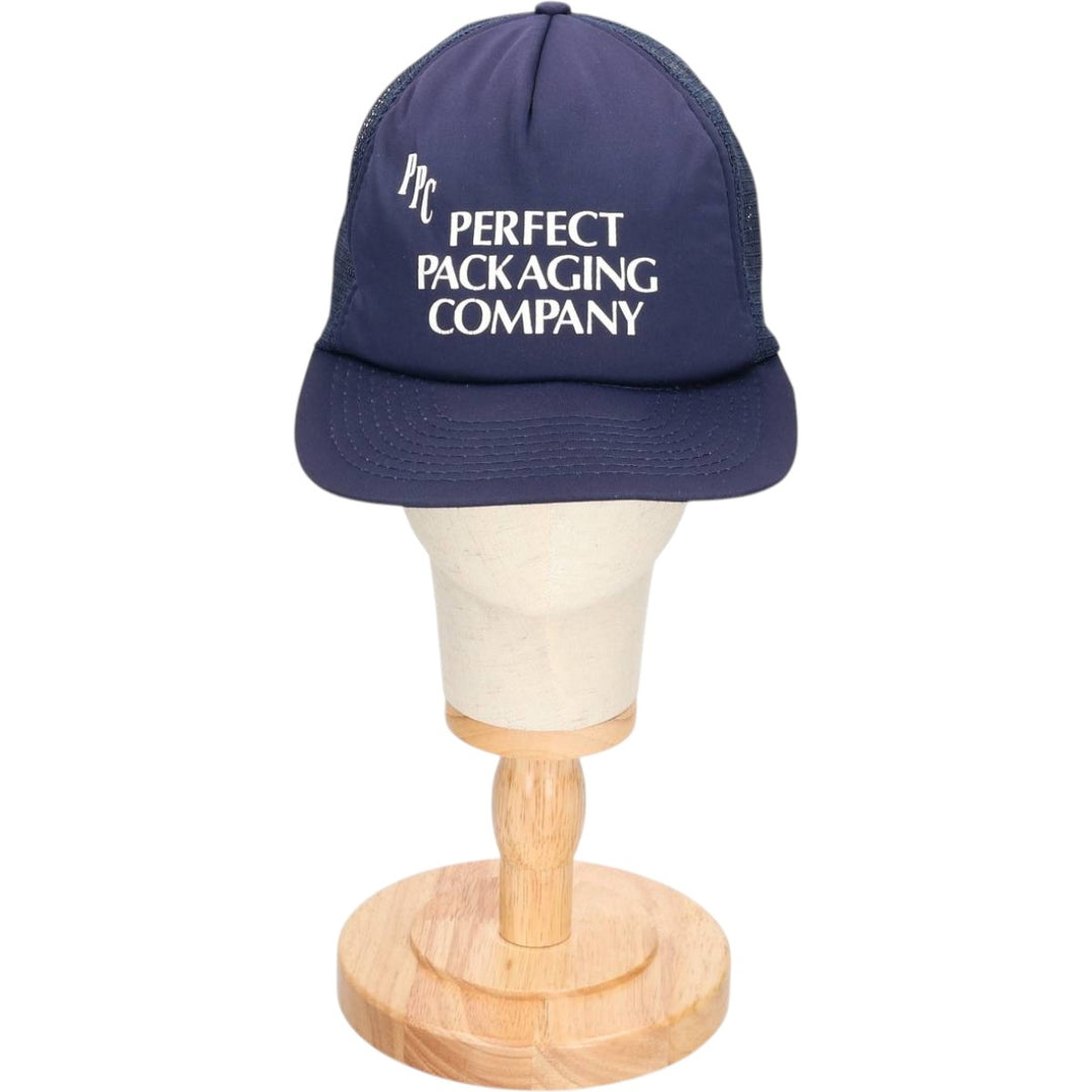 Vintage 80s-90'S Speedway Perfect Packaging Company Trucker Cap, Mesh Cap, One Size Fits All unclear navy blue type Vintage Second Hand