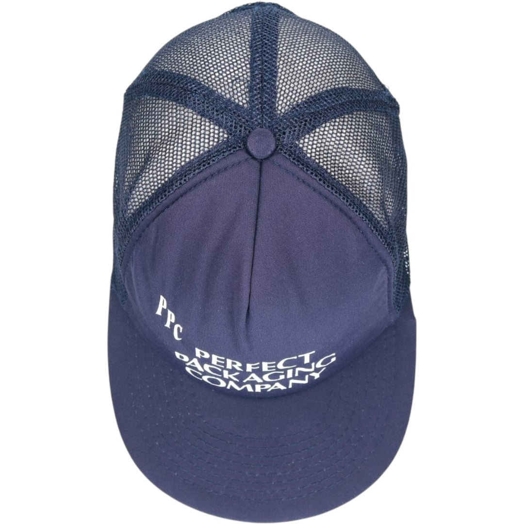Vintage 80s-90'S Speedway Perfect Packaging Company Trucker Cap, Mesh Cap, One Size Fits All unclear navy blue type Vintage Second Hand