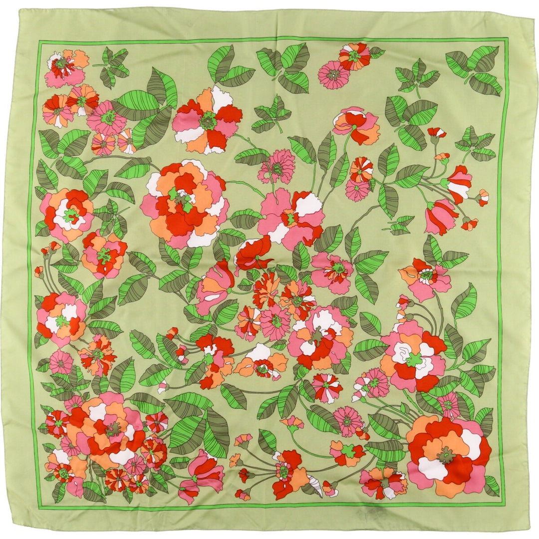 Floral pattern Calfskin polyester green type Vintage Second Hand