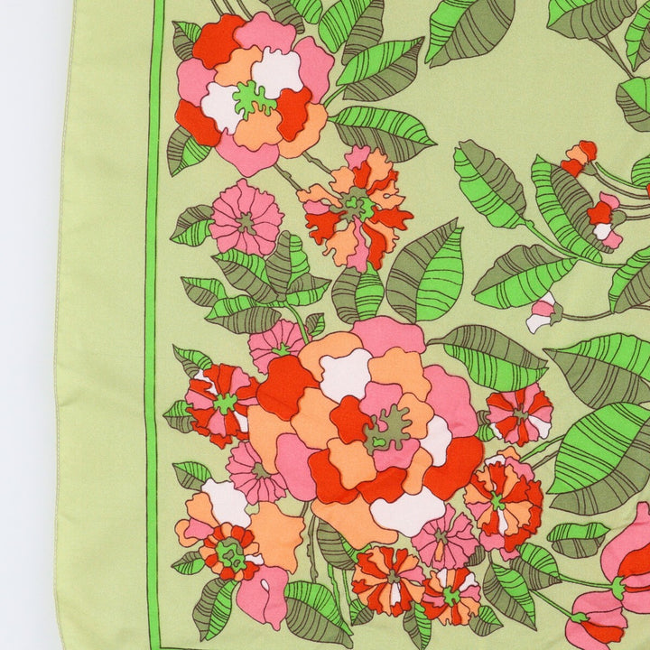 Floral pattern Calfskin polyester green type Vintage Second Hand
