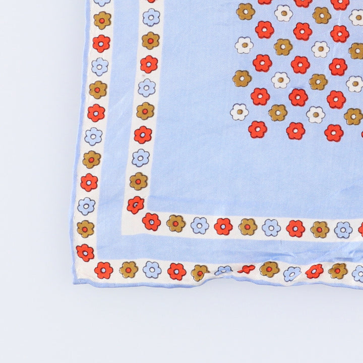 Floral pattern Calfskin silk Blue type light blue Vintage Second Hand