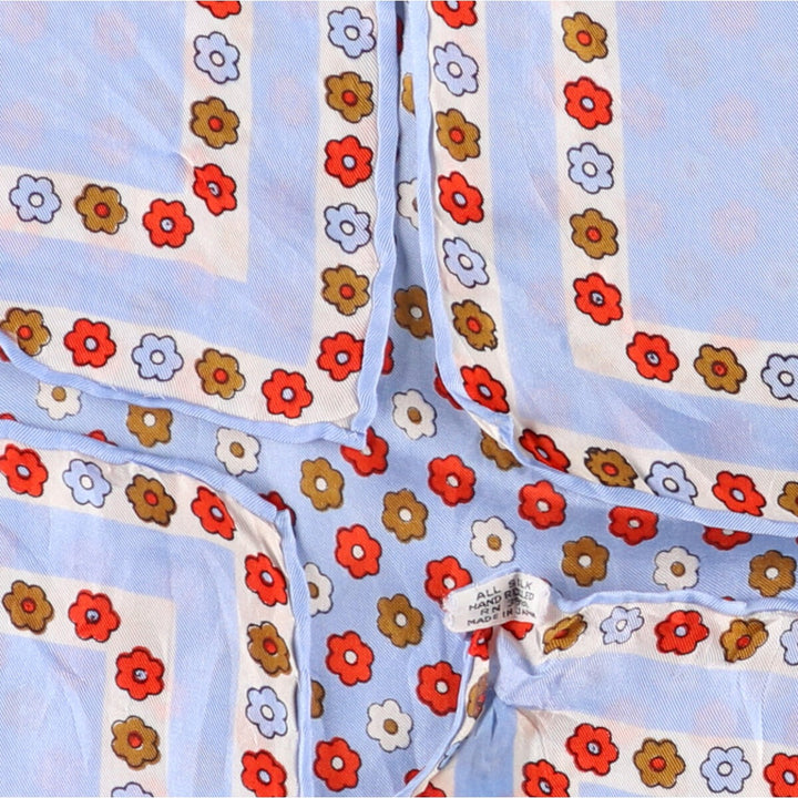 Floral pattern Calfskin silk Blue type light blue Vintage Second Hand