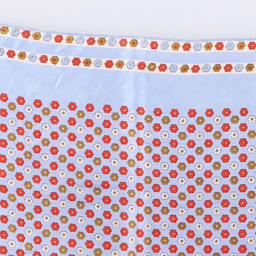 Floral pattern Calfskin silk Blue type light blue Vintage Second Hand