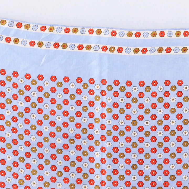Floral pattern Calfskin silk Blue type light blue Vintage Second Hand