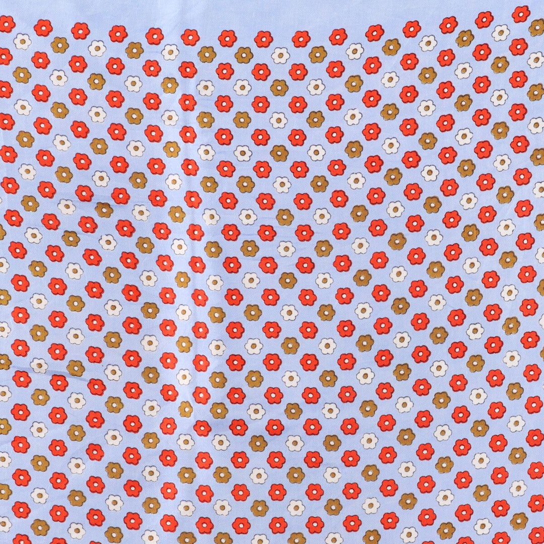 Floral pattern Calfskin silk Blue type light blue Vintage Second Hand