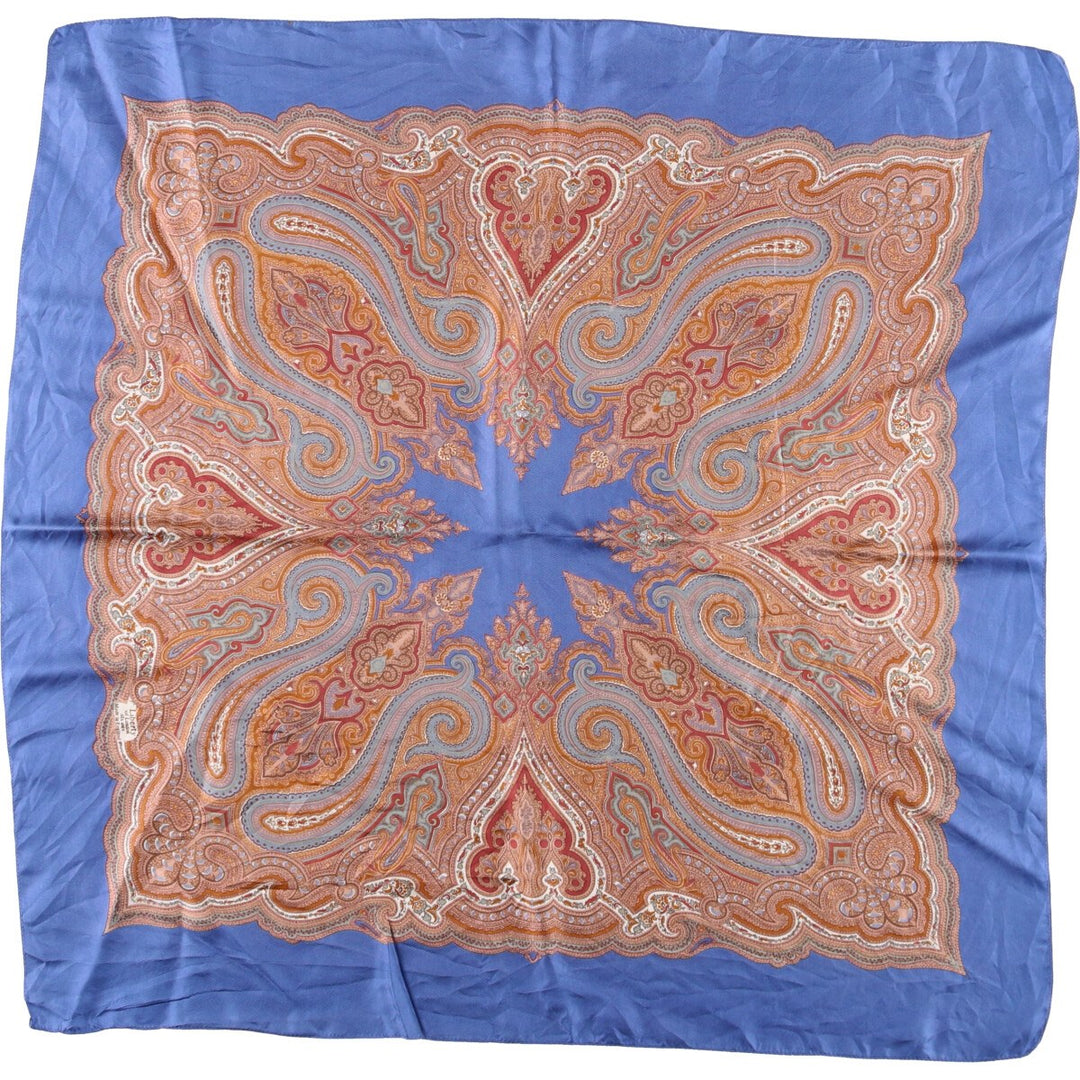 Liberty all-over print scarf, made in England silk blue type Vintage Second Hand