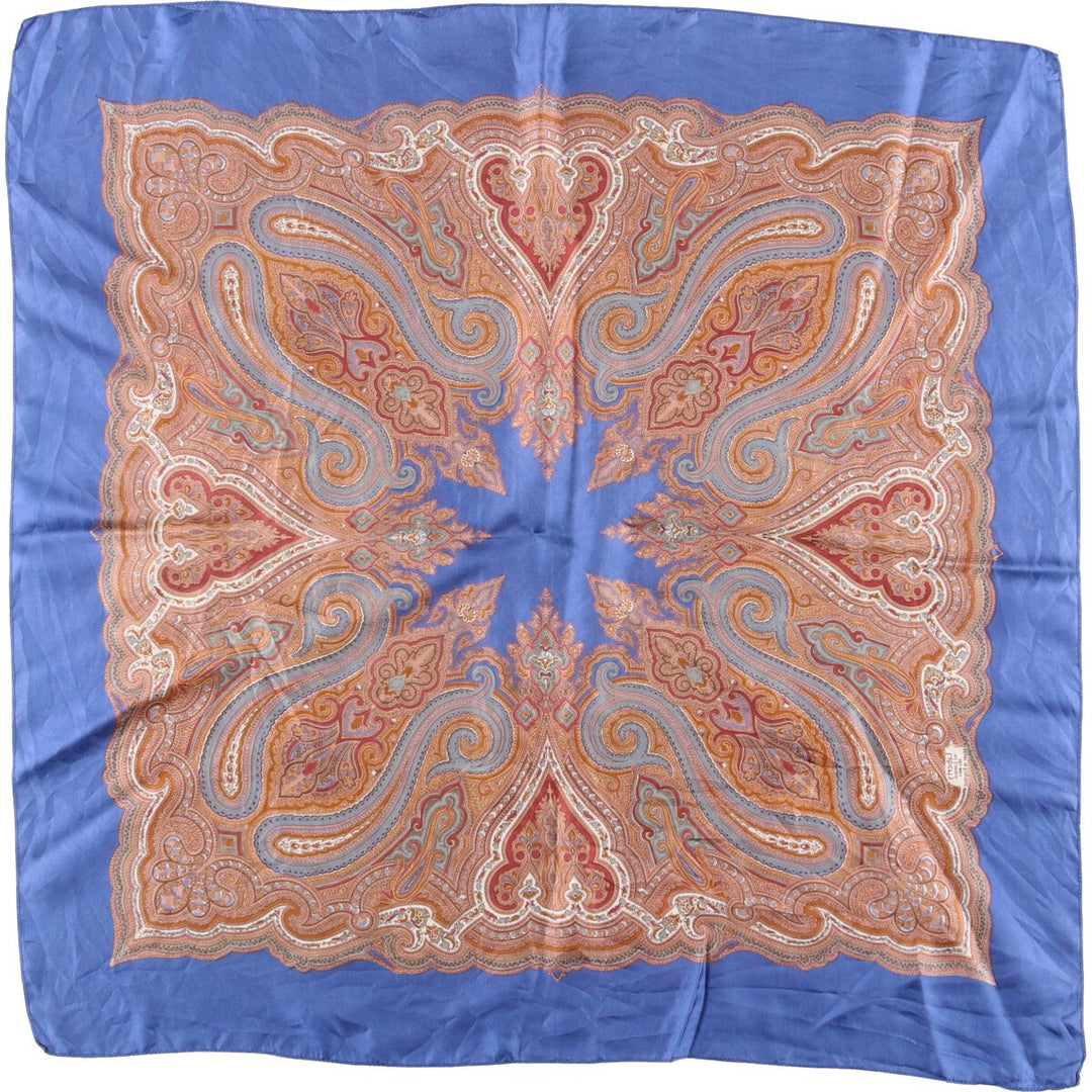 Liberty all-over print scarf, made in England silk blue type Vintage Second Hand