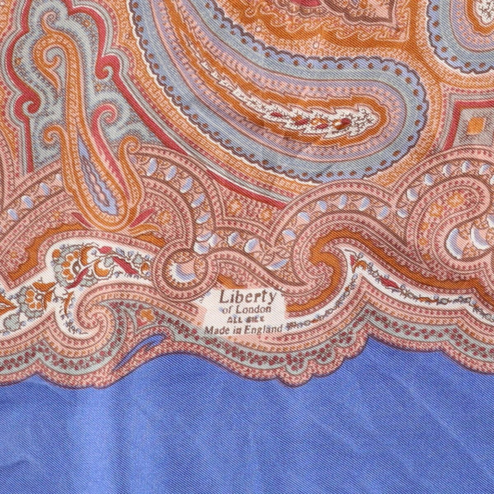 Liberty all-over print scarf, made in England silk blue type Vintage Second Hand