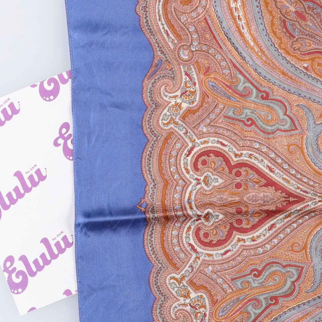 Liberty all-over print scarf, made in England silk blue type Vintage Second Hand