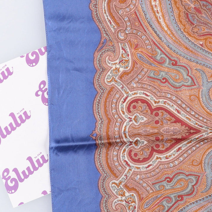 Liberty all-over print scarf, made in England silk blue type Vintage Second Hand