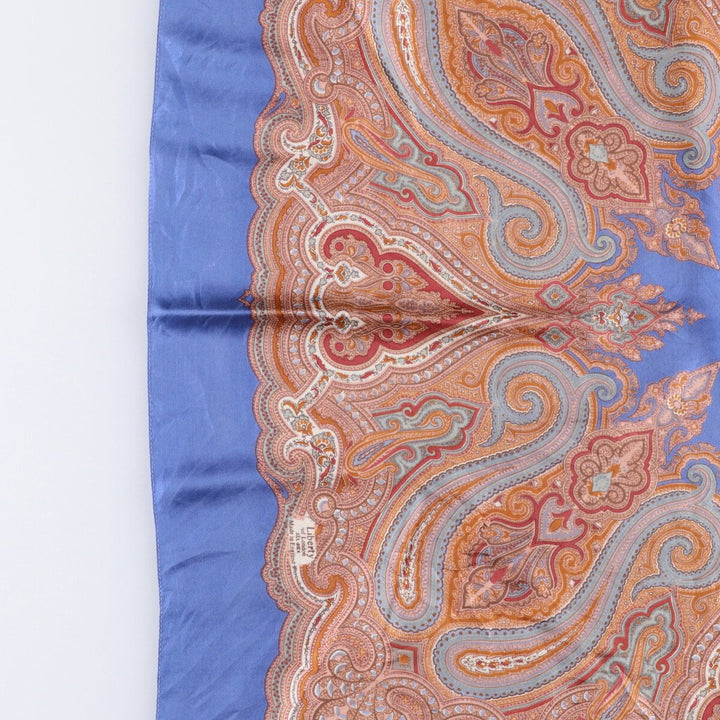 Liberty all-over print scarf, made in England silk blue type Vintage Second Hand