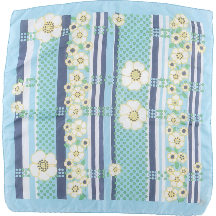 Dot Pattern Floral Scarf polyester Blue type light blue Vintage Second Hand