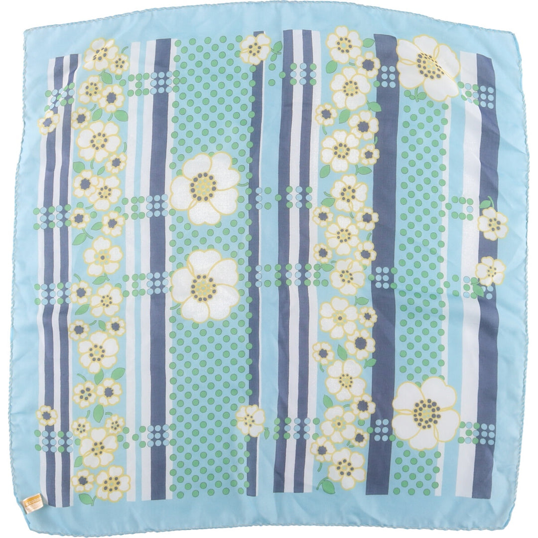 Dot Pattern Floral Scarf polyester Blue type light blue Vintage Second Hand