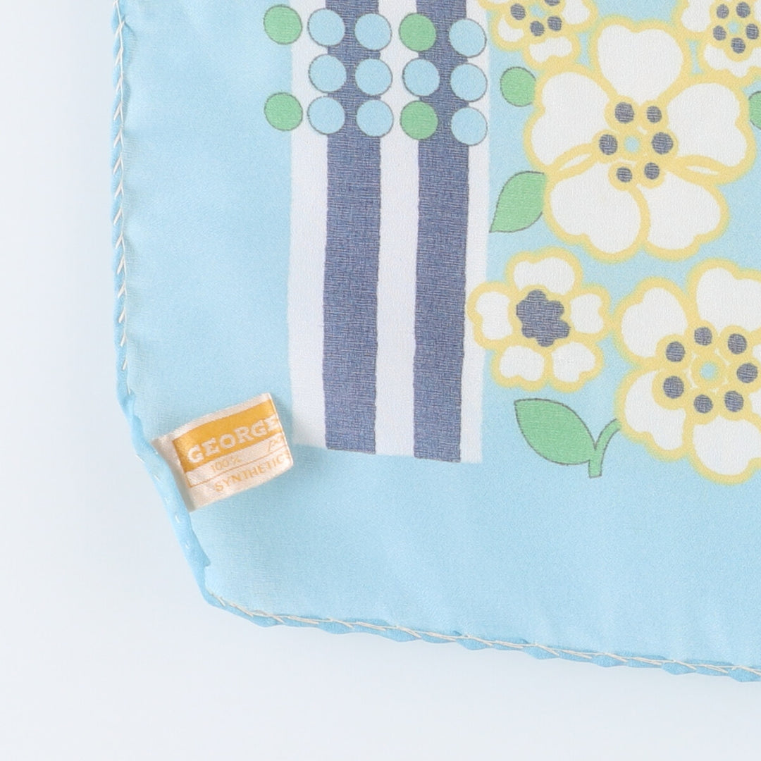 Dot Pattern Floral Scarf polyester Blue type light blue Vintage Second Hand