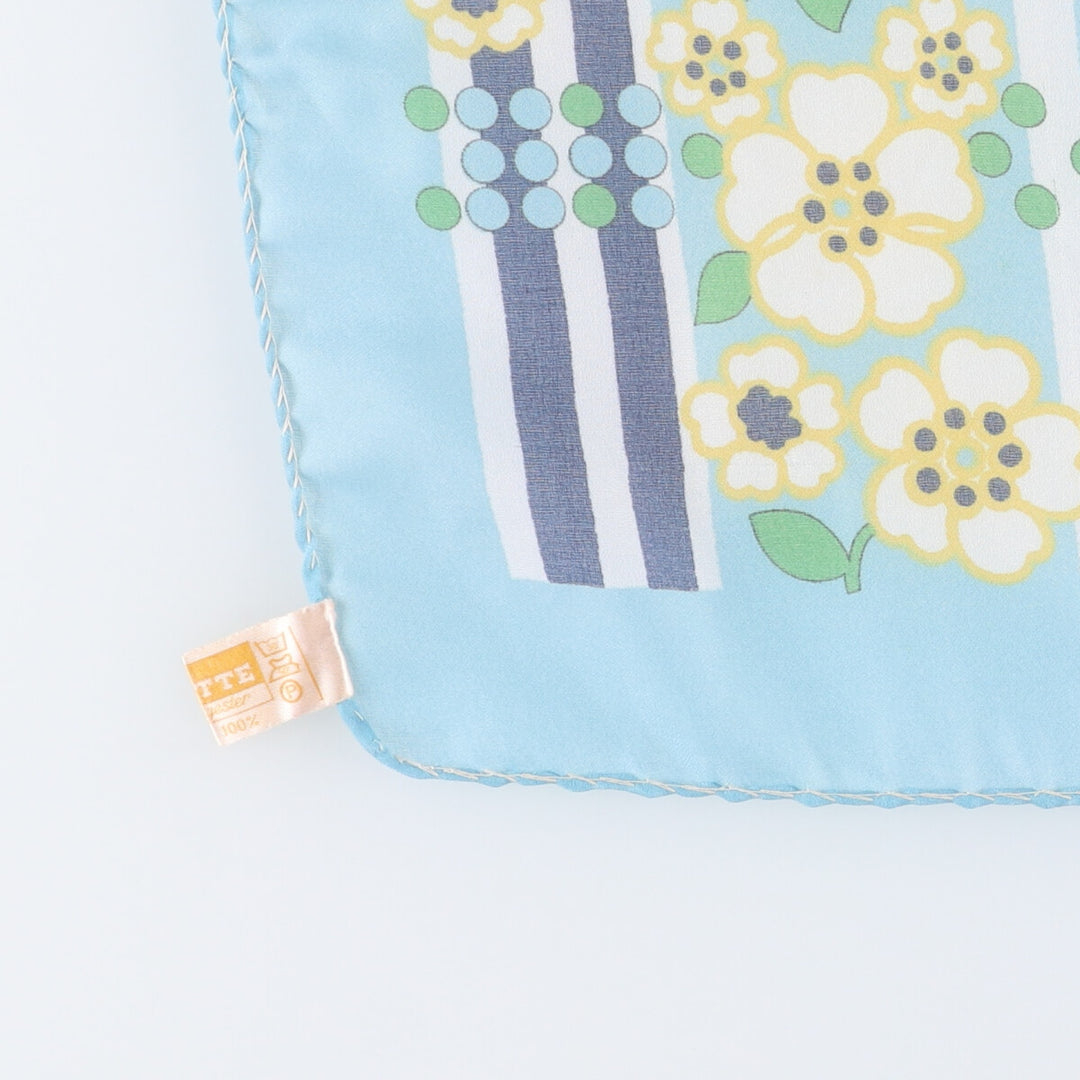 Dot Pattern Floral Scarf polyester Blue type light blue Vintage Second Hand
