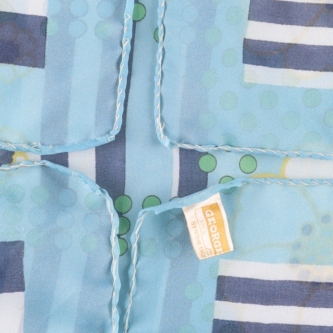 Dot Pattern Floral Scarf polyester Blue type light blue Vintage Second Hand