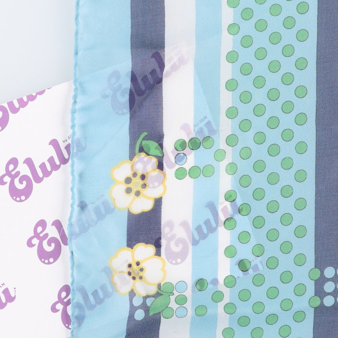 Dot Pattern Floral Scarf polyester Blue type light blue Vintage Second Hand