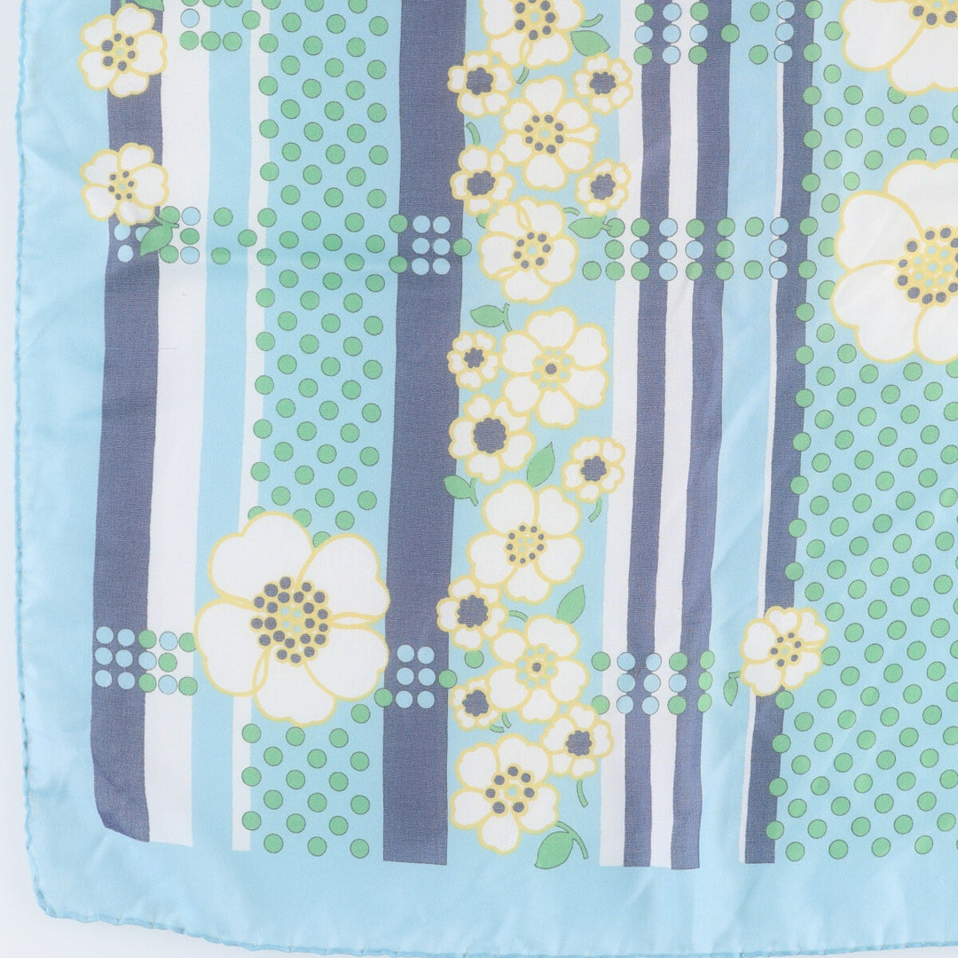 Dot Pattern Floral Scarf polyester Blue type light blue Vintage Second Hand