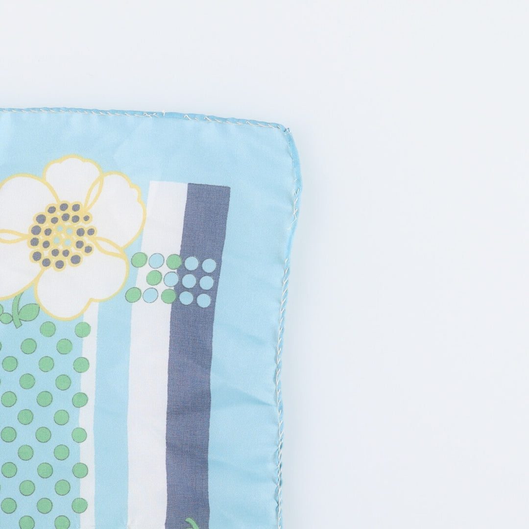 Dot Pattern Floral Scarf polyester Blue type light blue Vintage Second Hand