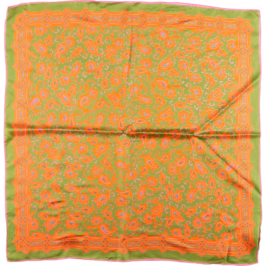Paisley Pattern Scarf Made in Japan acetate orange type Vintage Second Hand