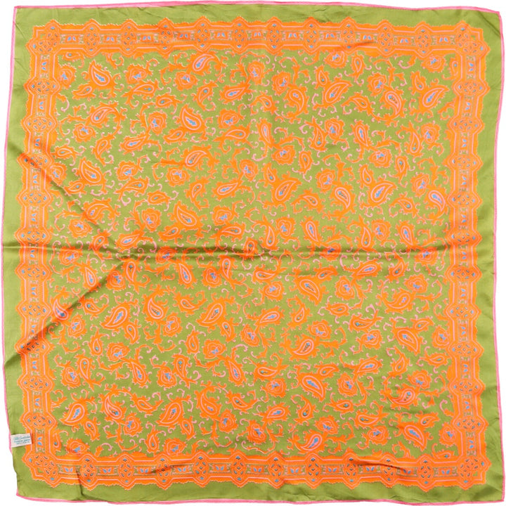 Paisley Pattern Scarf Made in Japan acetate orange type Vintage Second Hand