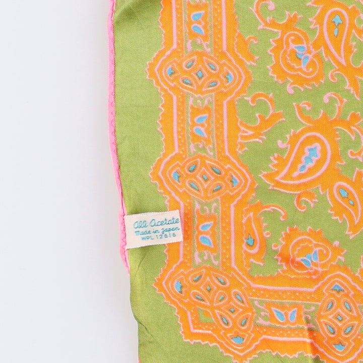 Paisley Pattern Scarf Made in Japan acetate orange type Vintage Second Hand