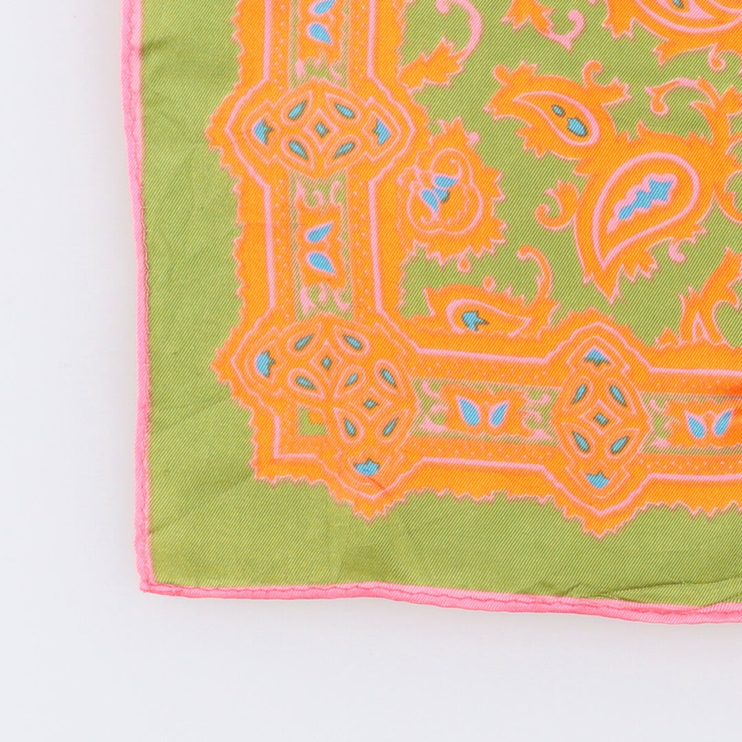 Paisley Pattern Scarf Made in Japan acetate orange type Vintage Second Hand