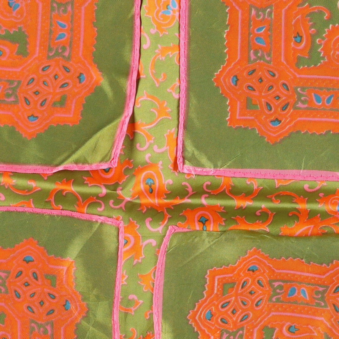 Paisley Pattern Scarf Made in Japan acetate orange type Vintage Second Hand