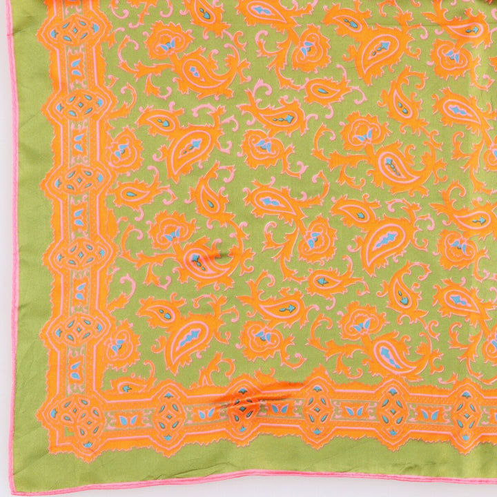 Paisley Pattern Scarf Made in Japan acetate orange type Vintage Second Hand