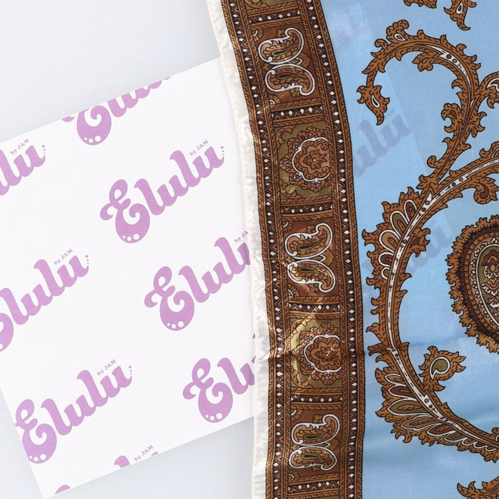 All-over Paisley Pattern Scarf unclear Blue type light blue Vintage Second Hand