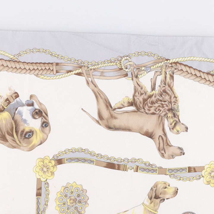 Dog print scarf made in Italy polyester white type Vintage Second Hand