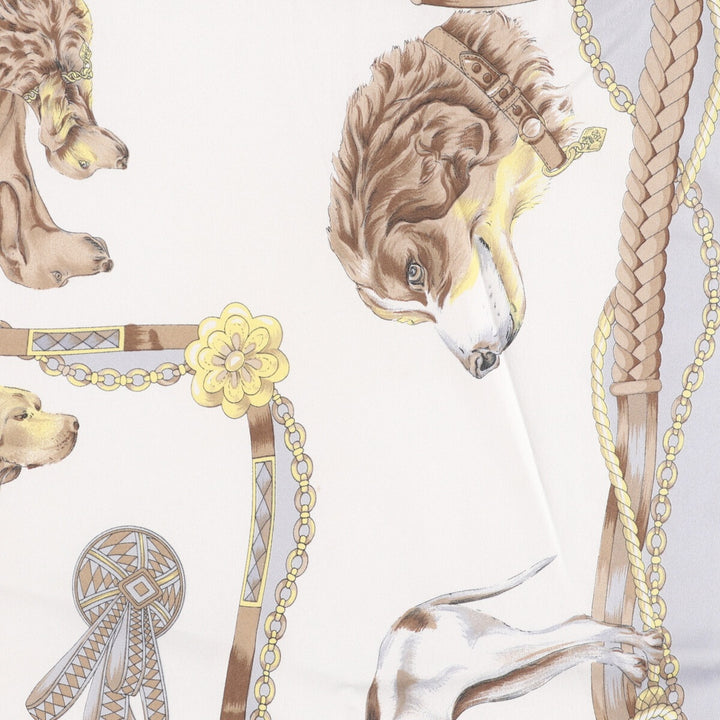 Dog print scarf made in Italy polyester white type Vintage Second Hand