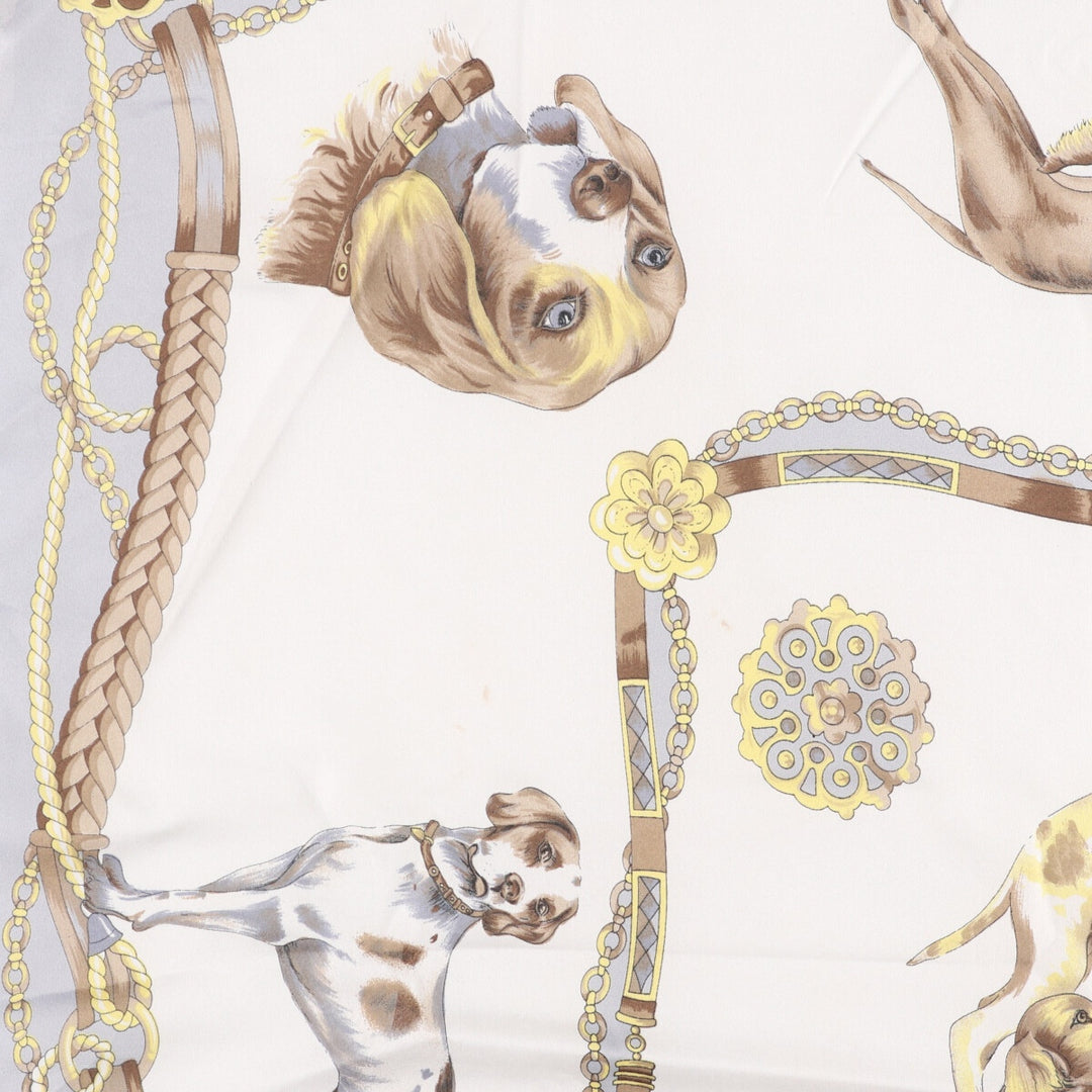 Dog print scarf made in Italy polyester white type Vintage Second Hand