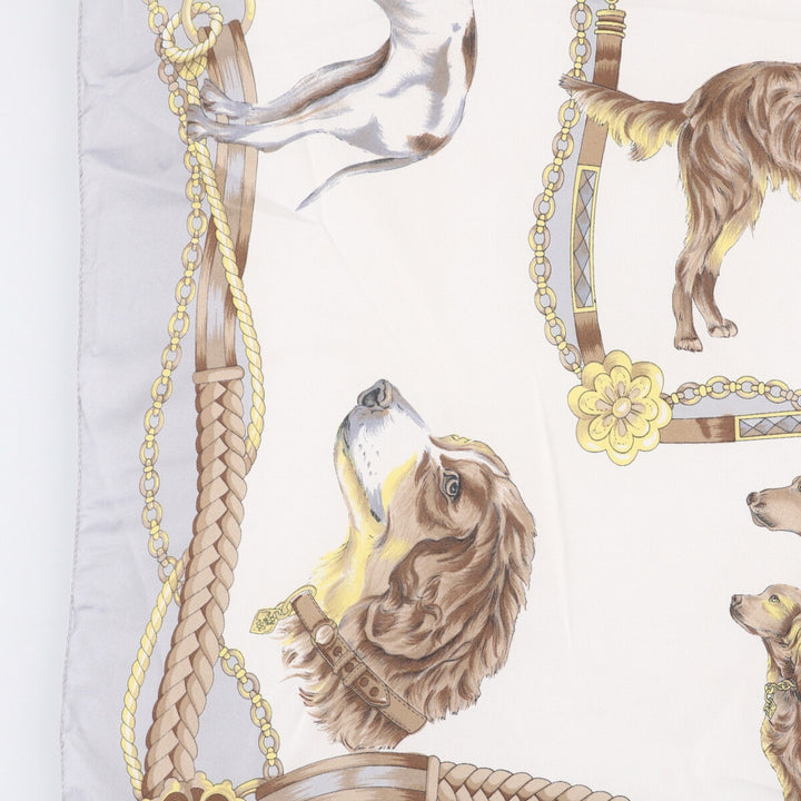 Dog print scarf made in Italy polyester white type Vintage Second Hand