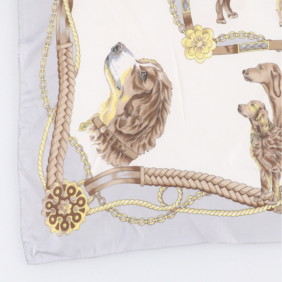 Dog print scarf made in Italy polyester white type Vintage Second Hand