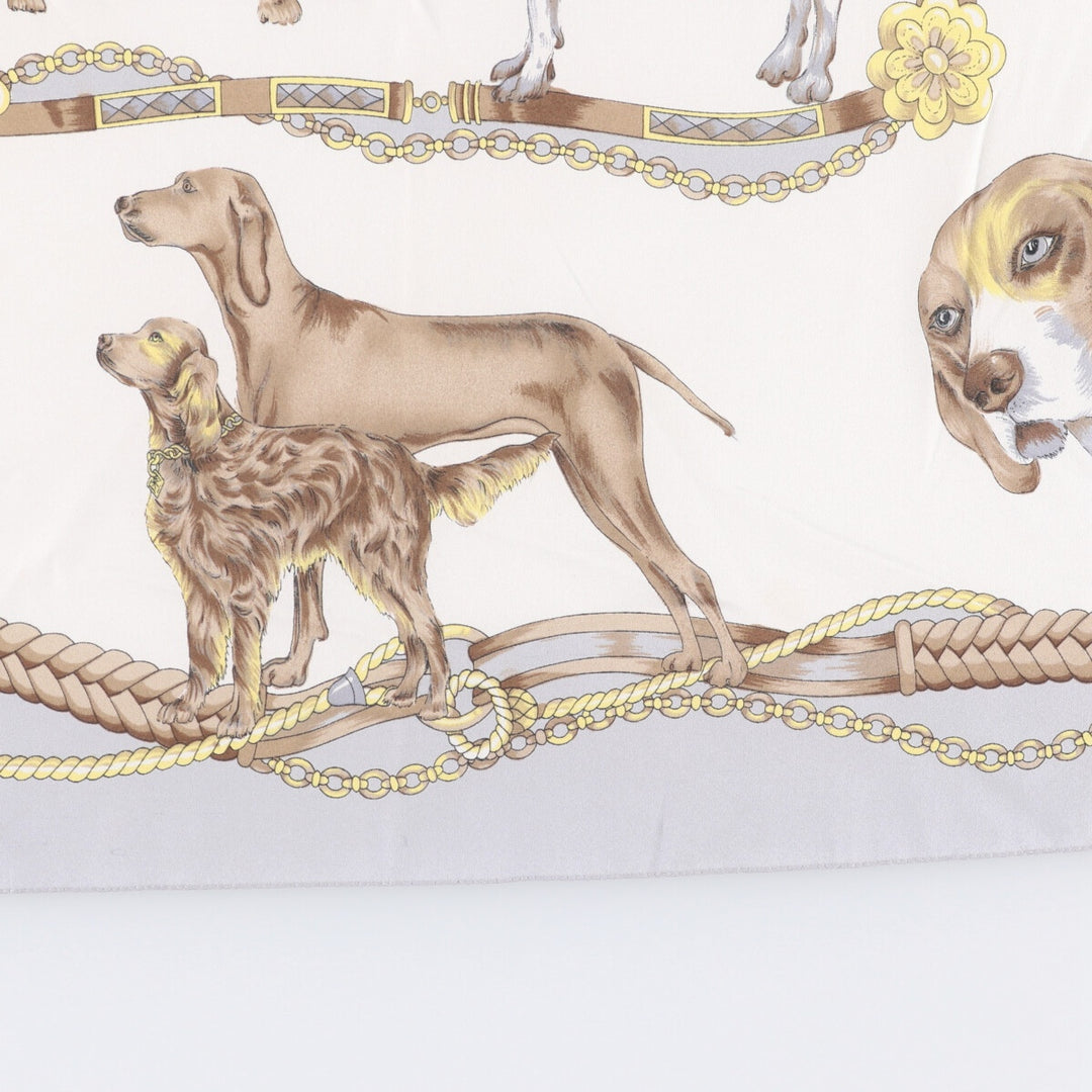 Dog print scarf made in Italy polyester white type Vintage Second Hand